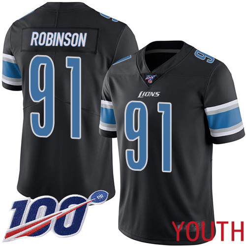 Detroit Lions Limited Black Youth Ahawn Robinson Jersey NFL Football 91 100th Season Rush Vapor Untouchable